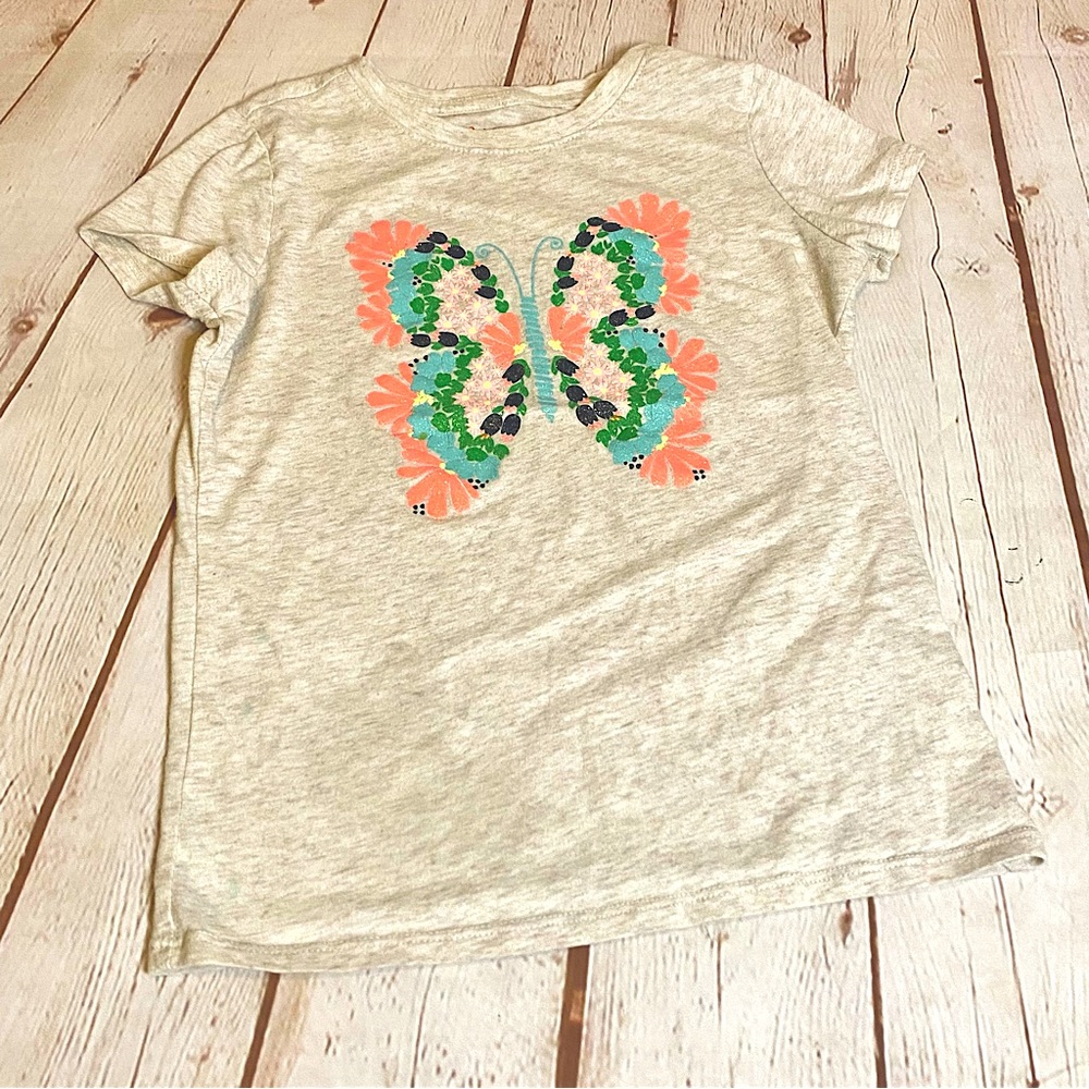 Cat & Jack Orange & Green Glitter Sparkle Butterfly Tee Shirt